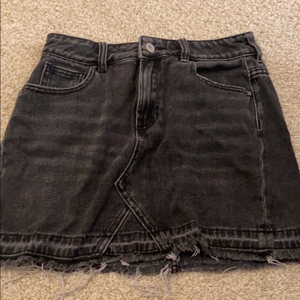 Black denim skirt